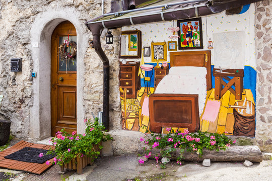 Cibiana, the village of murals, Alps, Italy