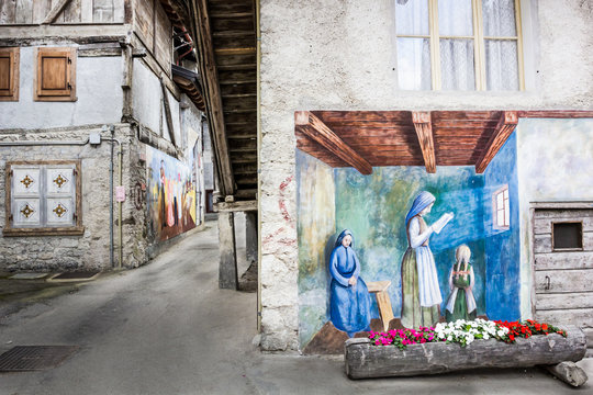 Cibiana, the village of murals,  Alps, Italy