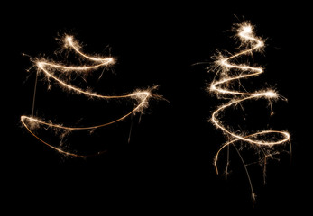 Christmas trees drawn with sparkles