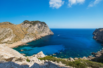 Blue lagoon in the coast of Mallorca, Balearic islands