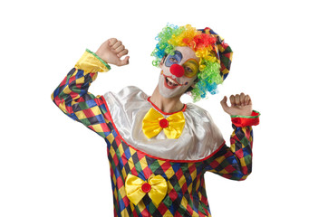 Funny clown on the white