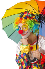 Funny clown on the white