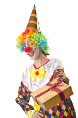 Funny clown on the white