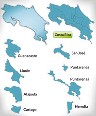 Übersichtskarte von Costa Rica mit Grenzen