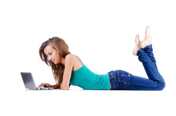 Student studying with his laptop