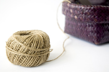 ball of hemp rope with basket