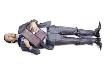 Dead businessman on the floor