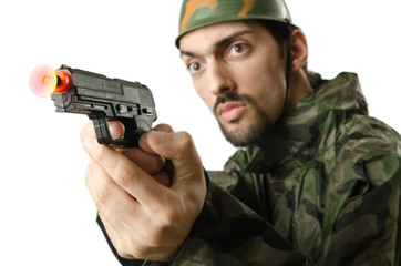 Fototapeta premium Soldier isolated on the white
