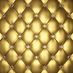 Fotobehang Gouden lederen bekleding met diamanten knopen © nobeastsofierce