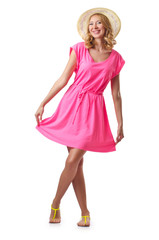 Woman ready for beach on white