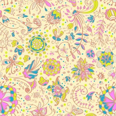 Floral tender seamless color pattern