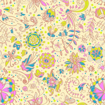 Floral tender seamless color pattern