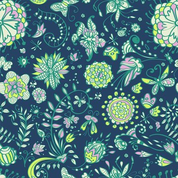 Floral seamless color pattern