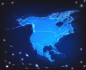 Geschribbelte Landkarte von Nordamerika