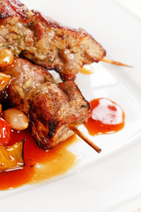 meat kebab with vegetables
