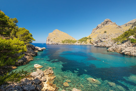 Blue lagoon at coast of Mallorca, Balearic islands