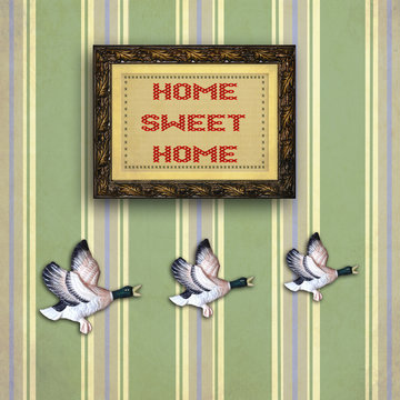 Three flying ducks with Picture frame