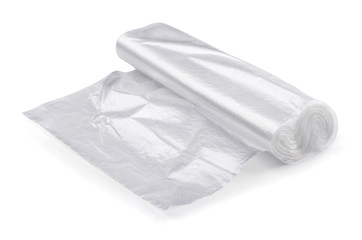 Roll of transparent packaging plastic bags