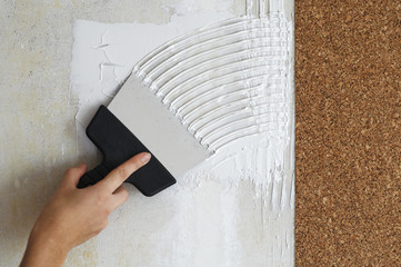 make a smear for stick cork wallpaper