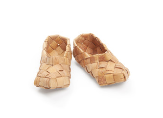 bast, ancient russian shoes, isolated on white