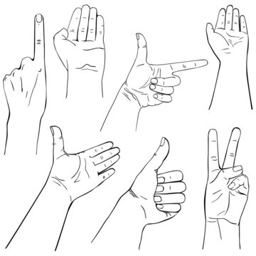 Collection of hands on diferent positions