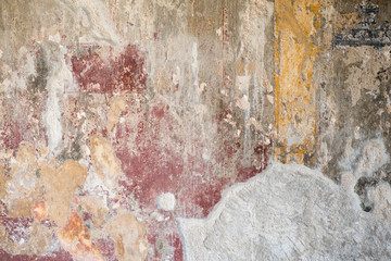 Fragment of frescos. City of Pompeii. Italy.