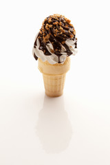 Ice cream cone on white background