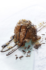 Creamy chocolate ball with walnut