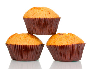 Fresh muffins isolated on white