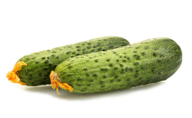 Fresh cucumbers isolated on white.