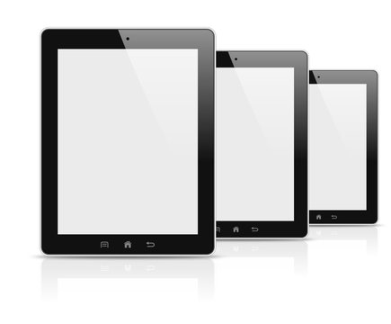 Three electronic tablets