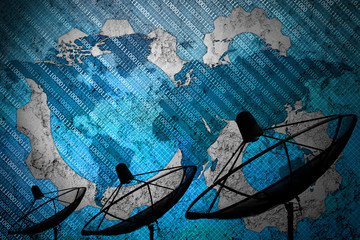 Satellite dish on network background