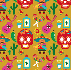 Obraz premium Mexico - vector pattern with icons