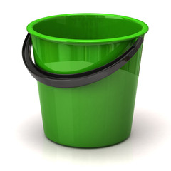 Green bucket isolated on white background