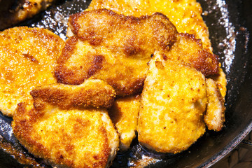 steak with crust prepared in the pan