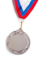Metal medal with tricolor ribbon