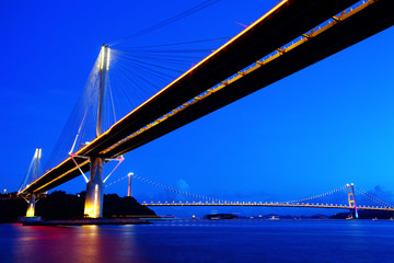 Ting Kau Bridge in Hong Kong at night