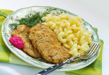 Pork Chops with elbow macaroni