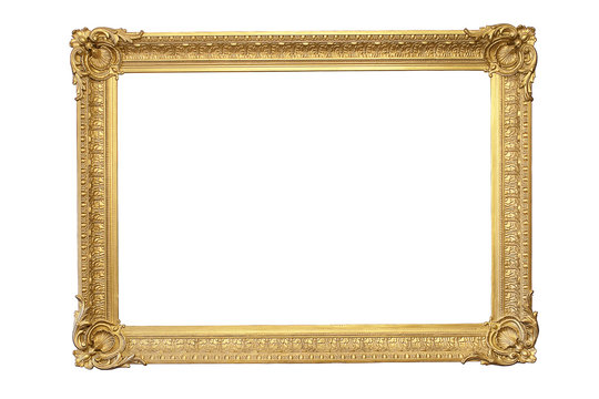 Old gilded frame isolated on white background