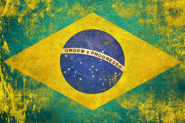 Brazil flag on grunge concrete wall