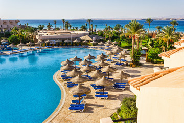  the pool, beach umbrellas and the Red Sea in Egypt - 45332852