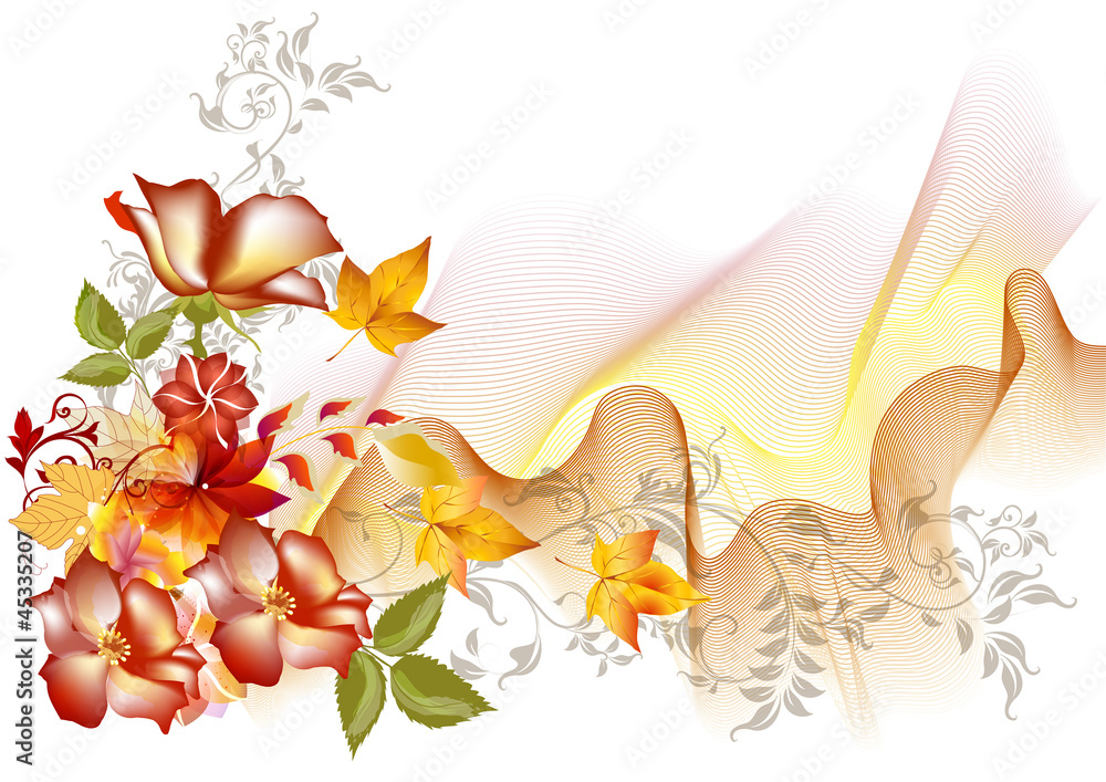 Aufkleber flower vector composition with space for text
