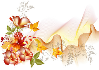 Flower  vector composition with space for text