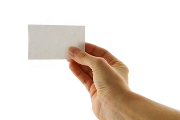 Hand hält ein Schild fest