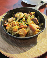 Dish of chicken,meat and vegetables