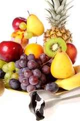 fresh fruit with a glass of fresh yogurt