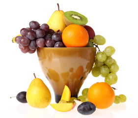 fresh fruit with a glass of fresh yogurt