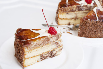 Sweet appetizing fresh torte.Holiday concept