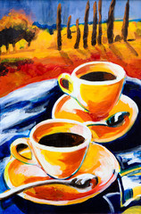 Plakat Dwie filiżanki kawy