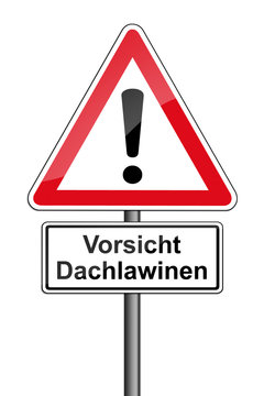 Warnschild RAL 3001 signalrot  - Vorsicht Dachlawinen